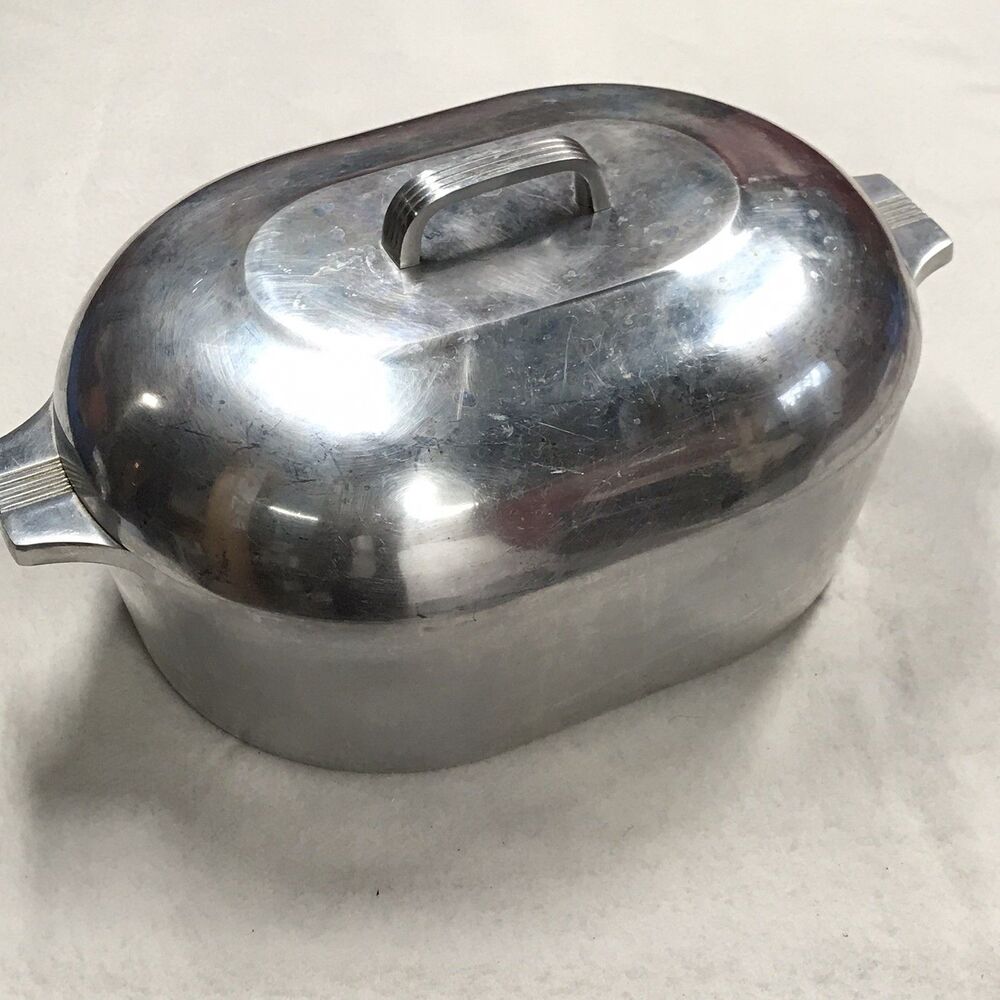 VTG MAGNALITE 4267 Dutch Oven Oval Roaster 13Qt USA Made Lid Trivet GHC Flat